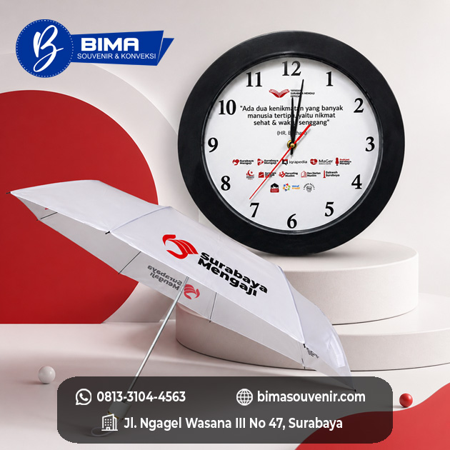 Paket Souvenir Surabaya Mengaji : Payung dan Jam Dinding