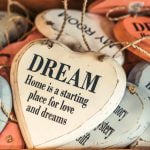 white and orange wooden heart dream quote decor lot
