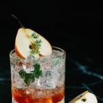sliced pear on cocktail drink